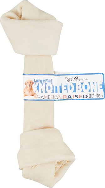 Pure & Simple Pet Flat Knotted Rawhide Bone Dog Treat, Large