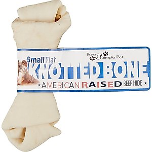 Pure & Simple Pet Flat Knotted Rawhide Bone Dog Treat, Small, 1 count