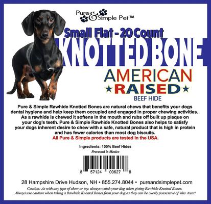 Show full view: Pure & Simple Pet Flat Knotted Rawhide Bone Dog Treat, Small, 20 count slide 4 of 6