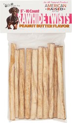 Pure & Simple Pet Peanut Butter Flavored Rawhide Twist Dog Treat, 5-in, 10 count