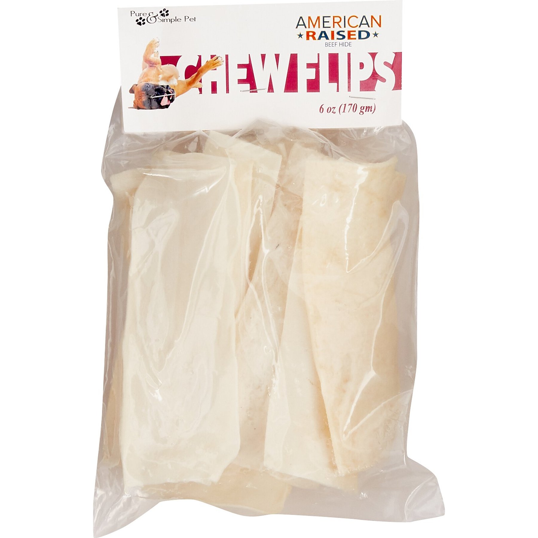 Pure & Simple Pet Rawhide Chew Flips Dog Treat, 6-oz