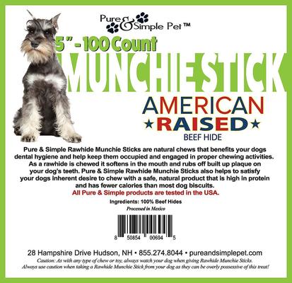 Show full view: Pure & Simple Pet Rawhide Munchie Sticks Dog Treat, 5-in, 100 count slide 4 of 7