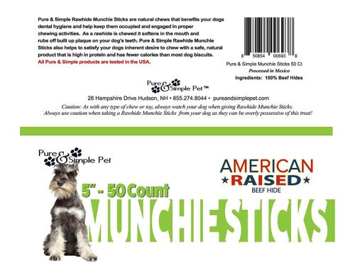 Show full view: Pure & Simple Pet Rawhide Munchie Sticks Dog Treat, 5-in, 50 count slide 4 of 7