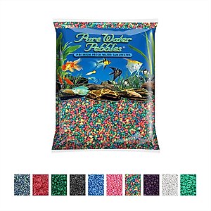 Pure Water Pebbles Coated Aquarium Gravel, Neon Rainbow, 5-lb bag