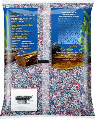Show full view: Pure Water Pebbles Frosted Aquarium Gravel, Rainbow, 5-lb bag slide 2 of 4