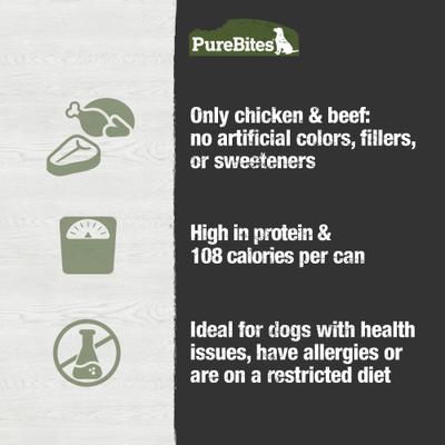 Show full view: PureBites 100% Pure Chicken & Beef Paté Dog Food Toppings, 2.5-oz can, 12 count slide 6 of 9