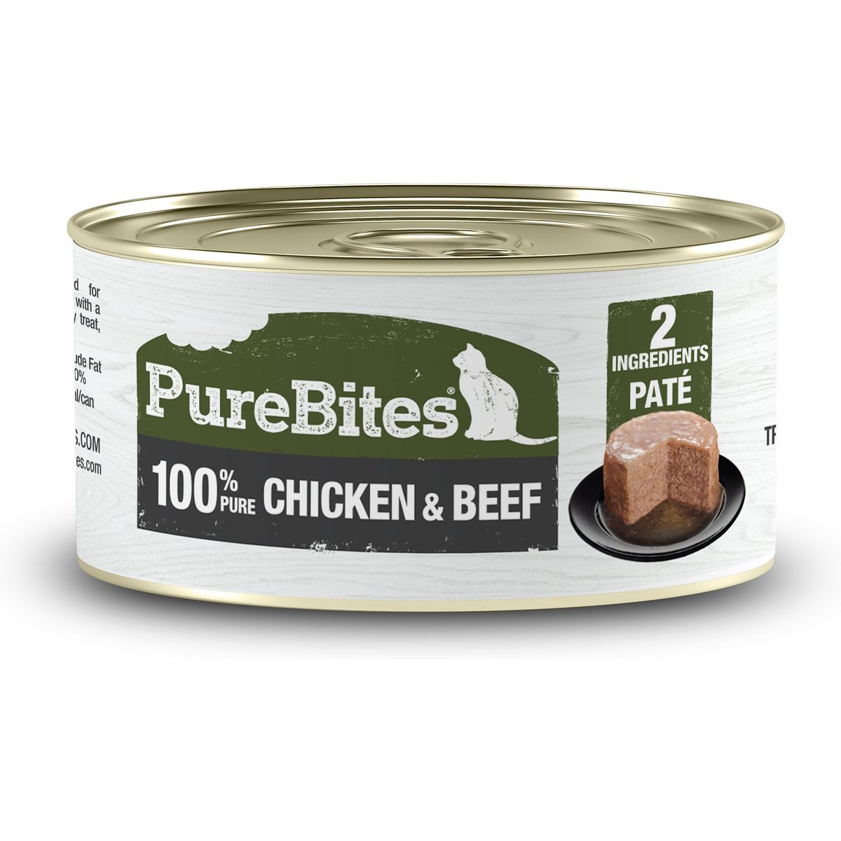 PureBites 100% Pure Chicken & Beef Pate Cat Food Toppings, 2.5-oz can, 12 count
