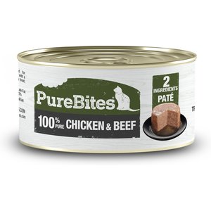 PureBites 100% Pure Chicken & Beef Pate Cat Food Toppings, 2.5-oz can, 12 count