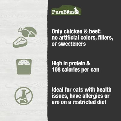 Show full view: PureBites 100% Pure Chicken & Beef Pate Cat Food Toppings, 2.5-oz can, 12 count slide 6 of 10