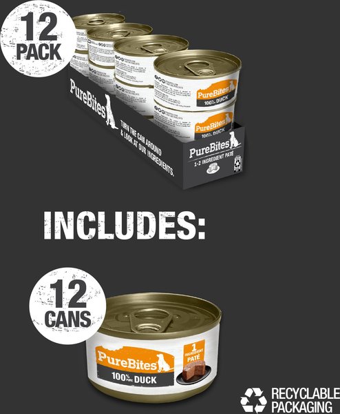 PureBites 100% Pure Chicken & Beef Paté Dog Food Toppings, 2.5-oz can, 12 count