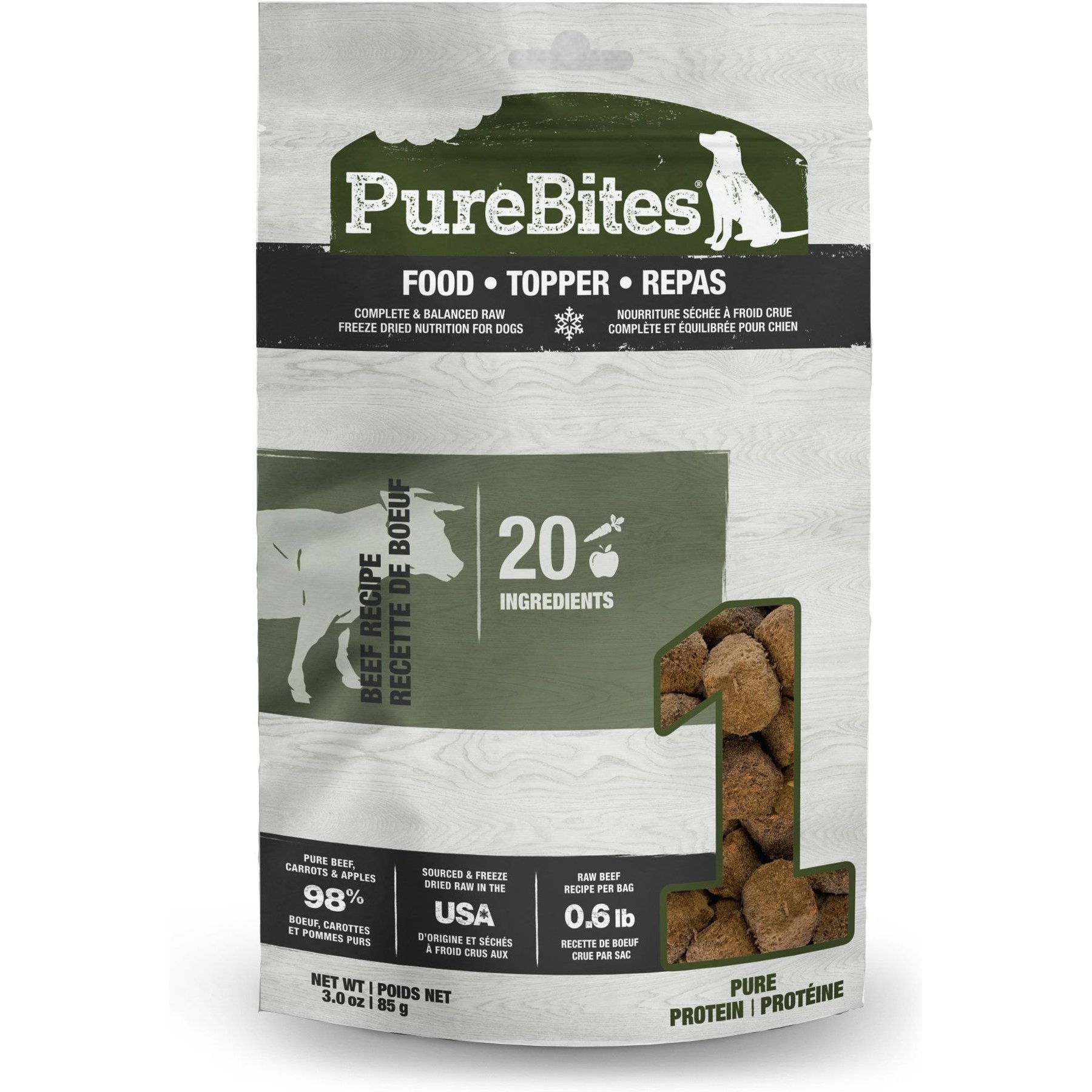 PureBites Beef Freeze-Dried Topper for Dogs, 3-oz bag