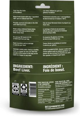 Show full view: PureBites Beef Liver Freeze-Dried Raw Cat Treats, 1.55-oz bag slide 4 of 10