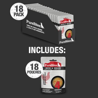 Show full view: PureBites Broth Chicken & Vegetables Dog Food Topping, 2-oz bag, 18 count slide 7 of 9