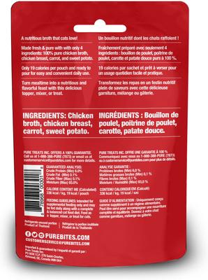 Show full view: PureBites Cat Broths Chicken & Vegetables Food Topping, 2-oz bag, 18 count slide 3 of 10
