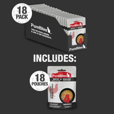 Show full view: PureBites Cat Broths Chicken & Vegetables Food Topping, 2-oz bag, 18 count slide 7 of 10