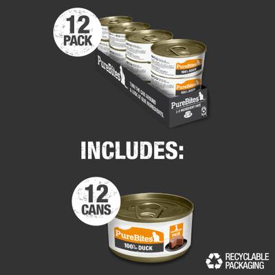 Show full view: PureBites Cat Pates Duck Food Topping, 2.5-oz can, 12 count slide 7 of 10
