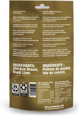 Show full view: PureBites Chicken Breast & Duck Freeze-Dried Raw Cat Treats, 1.12-oz bag slide 4 of 10