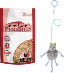 PureBites Chicken Breast Freeze-Dried Raw Cat Treats, 2.3-oz bag + Frisco Bouncy Mouse Cat Toy, Blue