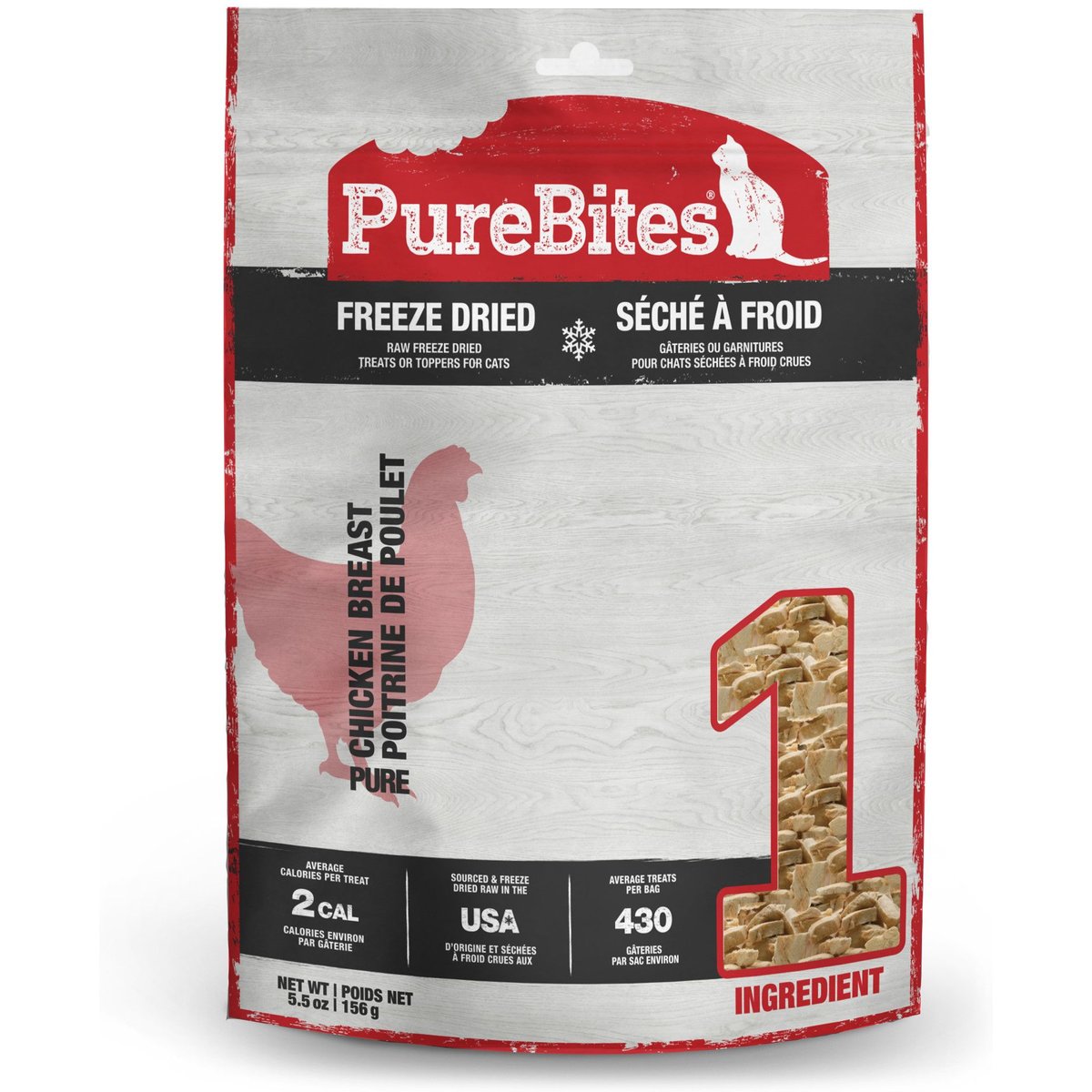 PureBites Chicken Breast Freeze-Dried Raw Cat Treats, 5.5-oz bag