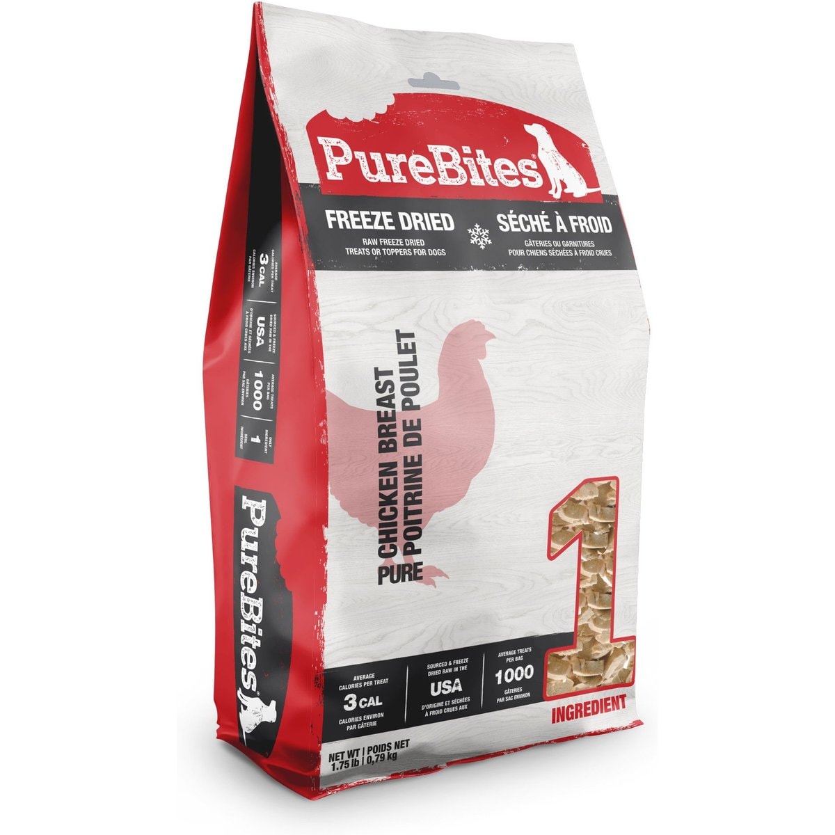 PureBites Chicken Breast Freeze-Dried Raw Dog Treats, 1.75-lb bag
