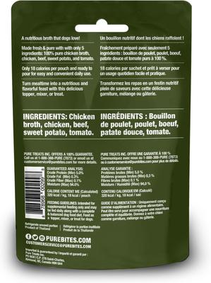 Show full view: PureBites Dog Broths Chicken & Beef Food Topping, 2-oz bag, 18 count slide 3 of 9