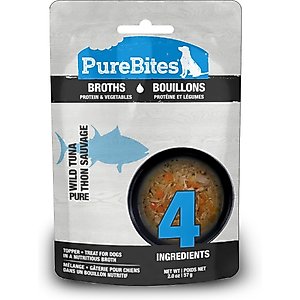 PureBites Dog Broths Tuna & Vegetables Food Topping, 2-oz bag, 18 count