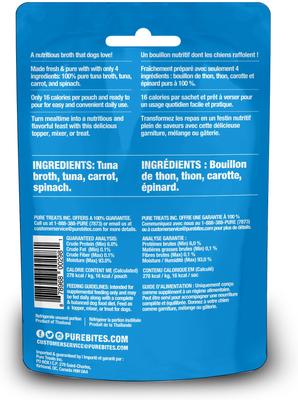 Show full view: PureBites Dog Broths Tuna & Vegetables Food Topping, 2-oz bag, 18 count slide 3 of 10