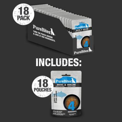 Show full view: PureBites Dog Broths Tuna & Vegetables Food Topping, 2-oz bag, 18 count slide 7 of 10