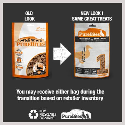 Show full view: PureBites Duck Liver Freeze-Dried Raw Dog Treats, 2.6-oz bag slide 3 of 10