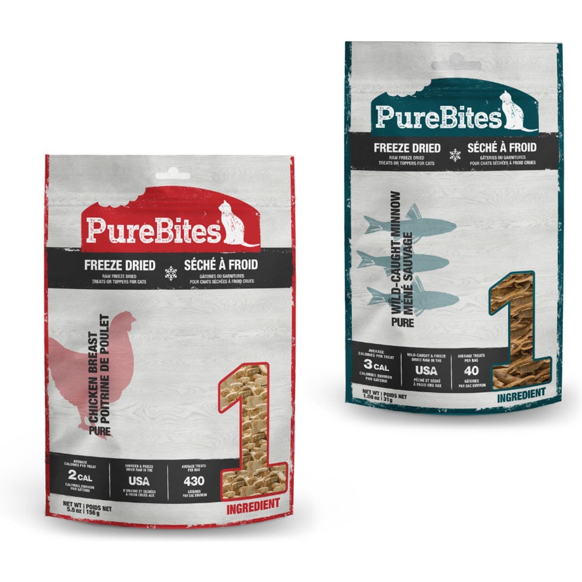 PureBites Flavored Chicken + Minnow Freeze-Dried Cat Treats