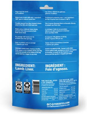 Show full view: PureBites Lamb Liver Freeze-Dried Raw Dog Treats, 3.35-oz bag slide 4 of 10