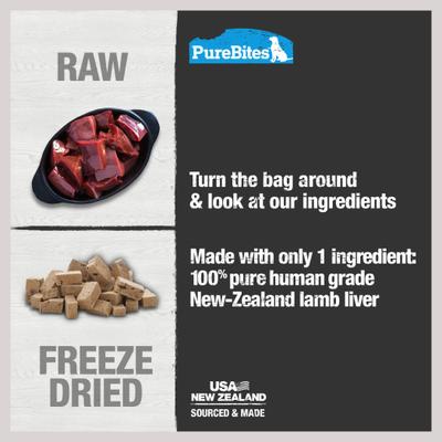 Show full view: PureBites Lamb Liver Freeze-Dried Raw Dog Treats, 3.35-oz bag slide 5 of 10