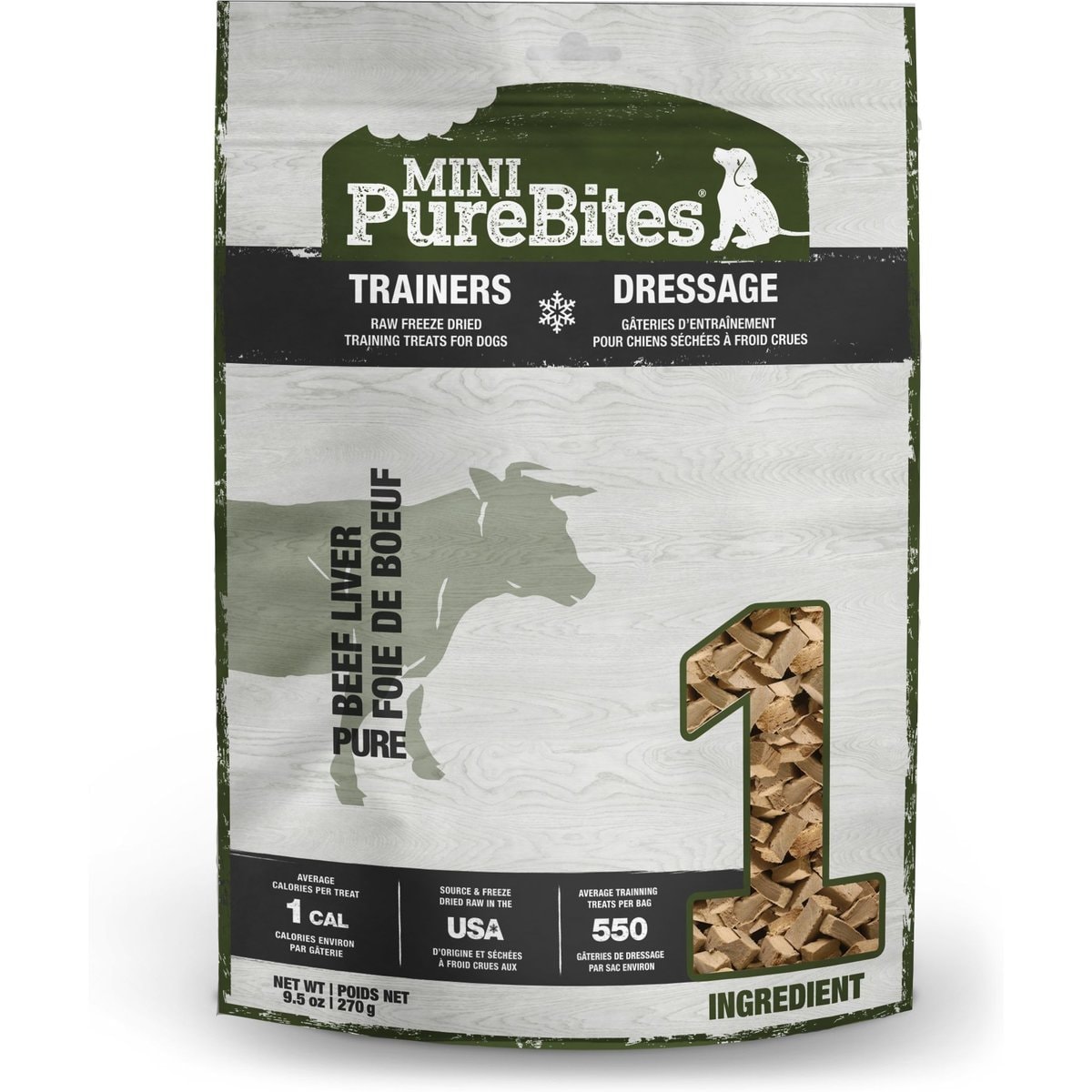 PureBites Mini-PureBites Freeze-Dried Beef Liver Dog Treat, 9.5-oz bag