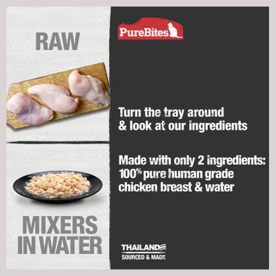 Show full view: PureBites Mixers 100% Chicken Breast in Water Cat Food Topping, 1.76-oz tray, case of 12 slide 5 of 11