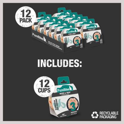 Show full view: PureBites Mixers 100% Chicken Breast & Wild Ocean Shrimp Variety Pack Cat Food Trays, 1.76-oz, case of 12 slide 8 of 11