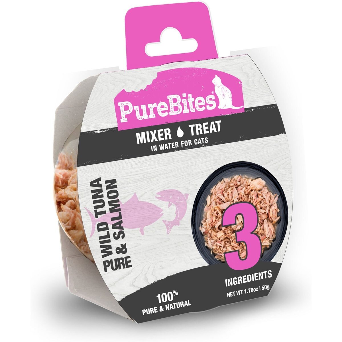 PureBites Whole Food 100% Tuna & Salmon Cat Food Trays, 1.76-oz, 12 ct