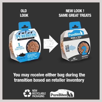 Show full view: PureBites Mixers 100% Wild Skipjack Tuna in Water Cat Food Topping, 1.76-oz tray, case of 12 slide 3 of 11