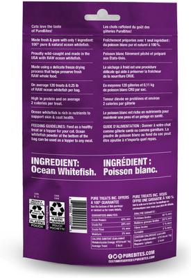Show full view: PureBites Ocean Whitefish Freeze-Dried Raw Cat Treats, 0.7-oz bag slide 4 of 10