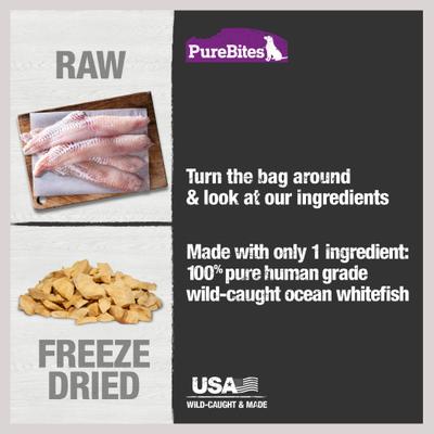 Show full view: PureBites Ocean Whitefish Freeze-Dried Raw Dog Treats, 1.8-oz slide 5 of 10