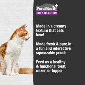 PureBites Plus Squeezables- Gut & Digestion Cat Food Topping, 2.5-oz tube, case of 15