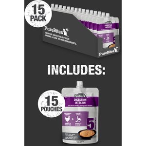 PureBites Plus Squeezables- Gut & Digestion Cat Food Topping, 2.5-oz tube, case of 15