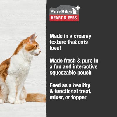 Show full view: PureBites Plus Squeezables Heart & Eyes Cat Food Topping, 2.5-oz bag, 15 count slide 5 of 10