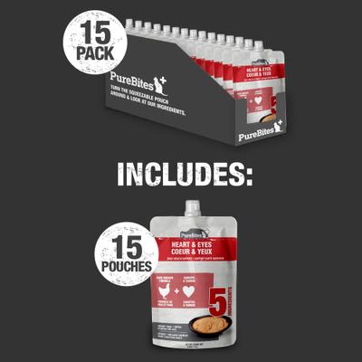 Show full view: PureBites Plus Squeezables Heart & Eyes Cat Food Topping, 2.5-oz bag, 15 count slide 7 of 10