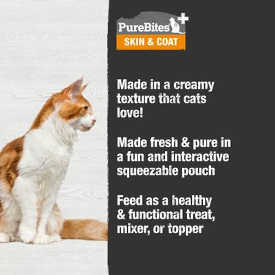 Show full view: PureBites Plus Squeezables- Skin & Coat Cat Food Toppings, 2.5-oz tube, 15 count slide 5 of 10