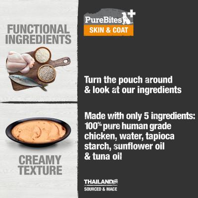 Show full view: PureBites Plus Squeezables- Skin & Coat Dog Food Toppings, 2.5-oz tube, 15 count slide 4 of 10