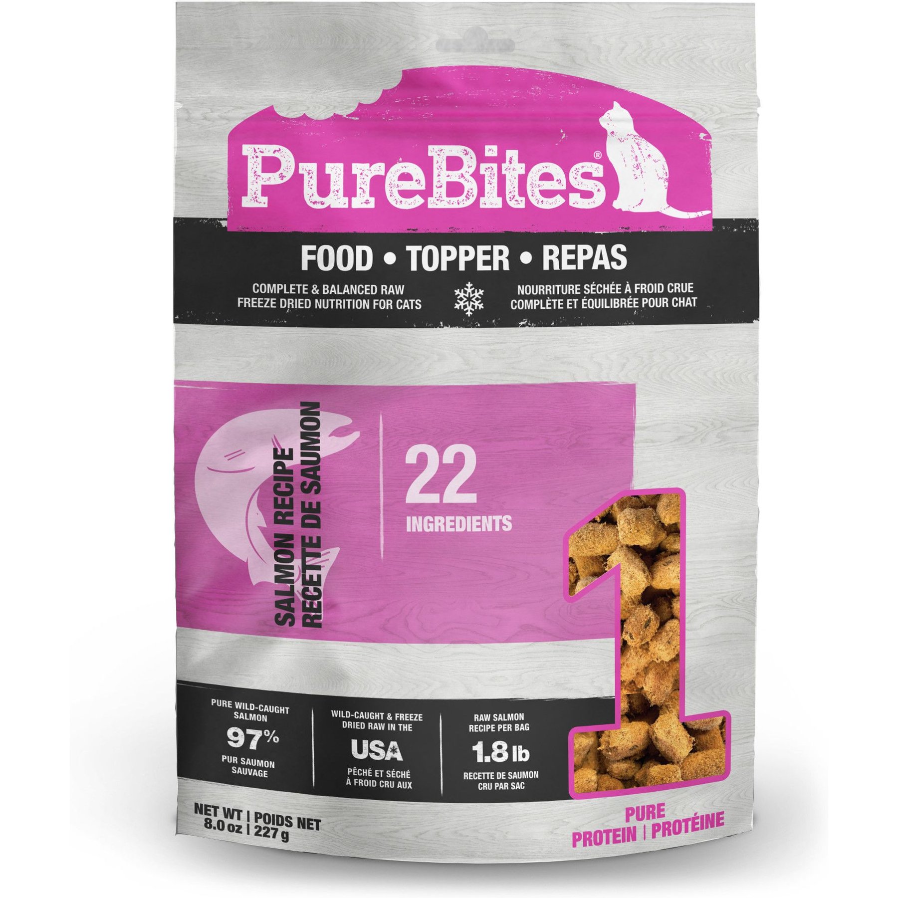 PureBites Salmon Freeze-Dried Topper for Cats, 8-oz bag