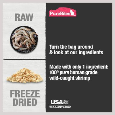 Show full view: PureBites Shrimp Freeze-Dried Raw Cat Treats, 0.38-oz bag slide 5 of 10