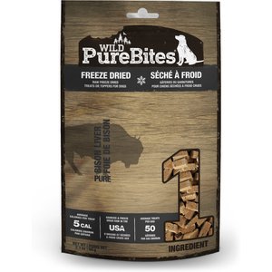 PureBites Wild Bison Liver Mid Size Limited-Ingredient-Diet Adult Freeze-Dried Dog Treats, 2.1-oz bag