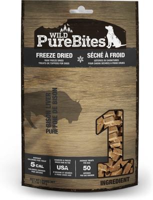 Show full view: PureBites Wild Bison Liver Mid Size Limited-Ingredient-Diet Adult Freeze-Dried Dog Treats, 2.1-oz bag slide 1 of 9