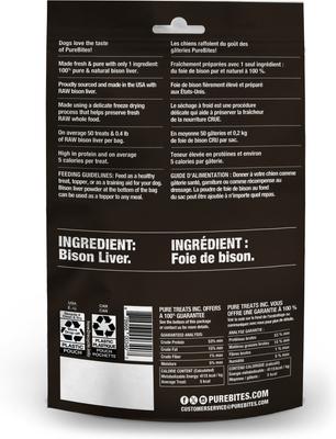 Show full view: PureBites Wild Bison Liver Mid Size Limited-Ingredient-Diet Adult Freeze-Dried Dog Treats, 2.1-oz bag slide 3 of 9